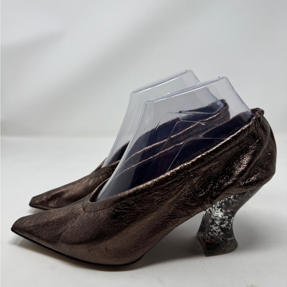 Bottega Veneta Brown Mettalic Almond Pumps - Picture 3 of 10